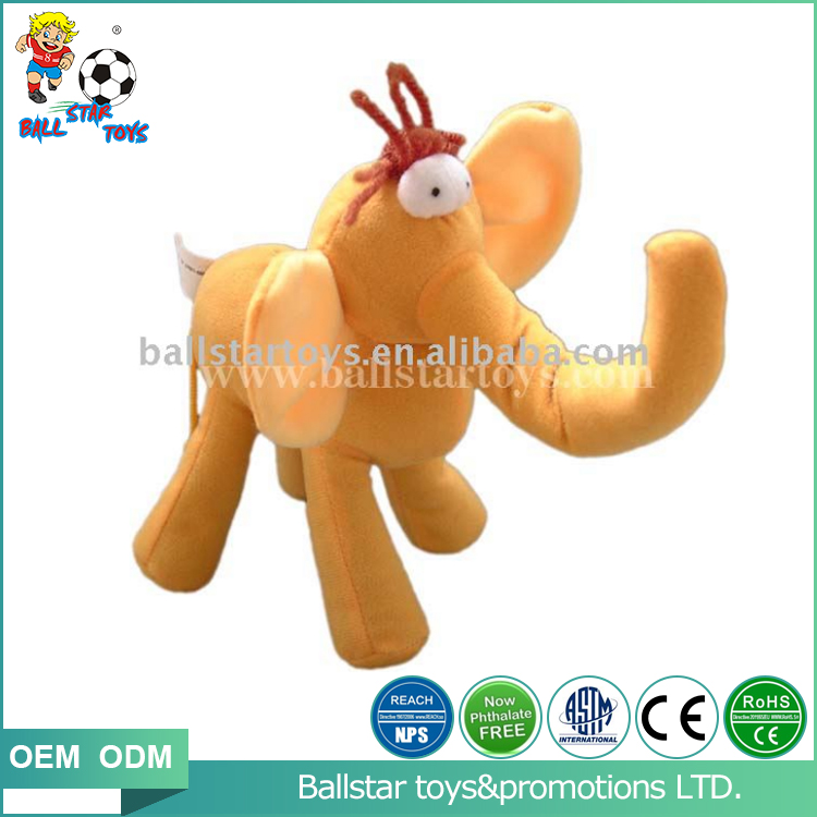 Stuffed short plush flexible animal elephant