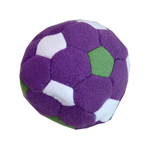 Colorful soccer footbag juggling